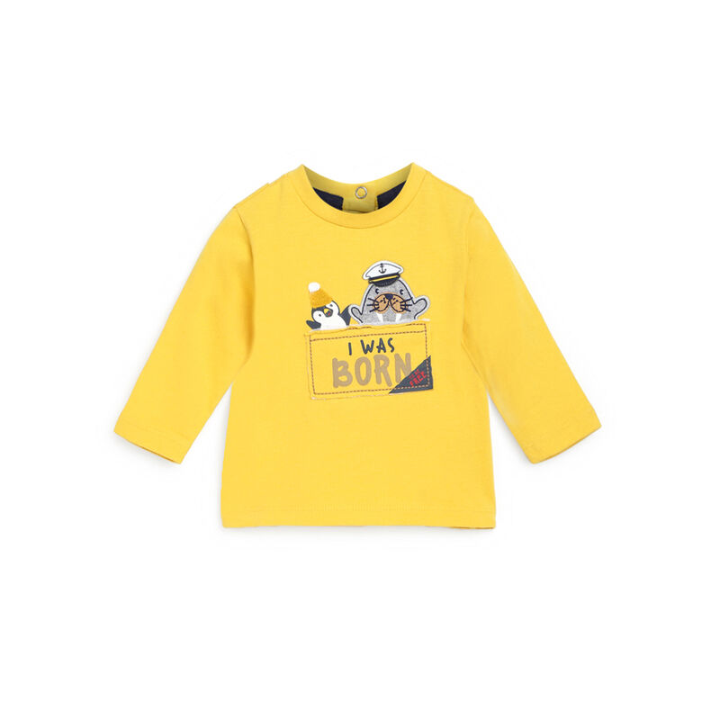 Boys Medium Yellow Printed Long Sleeve T-Shirt image number null
